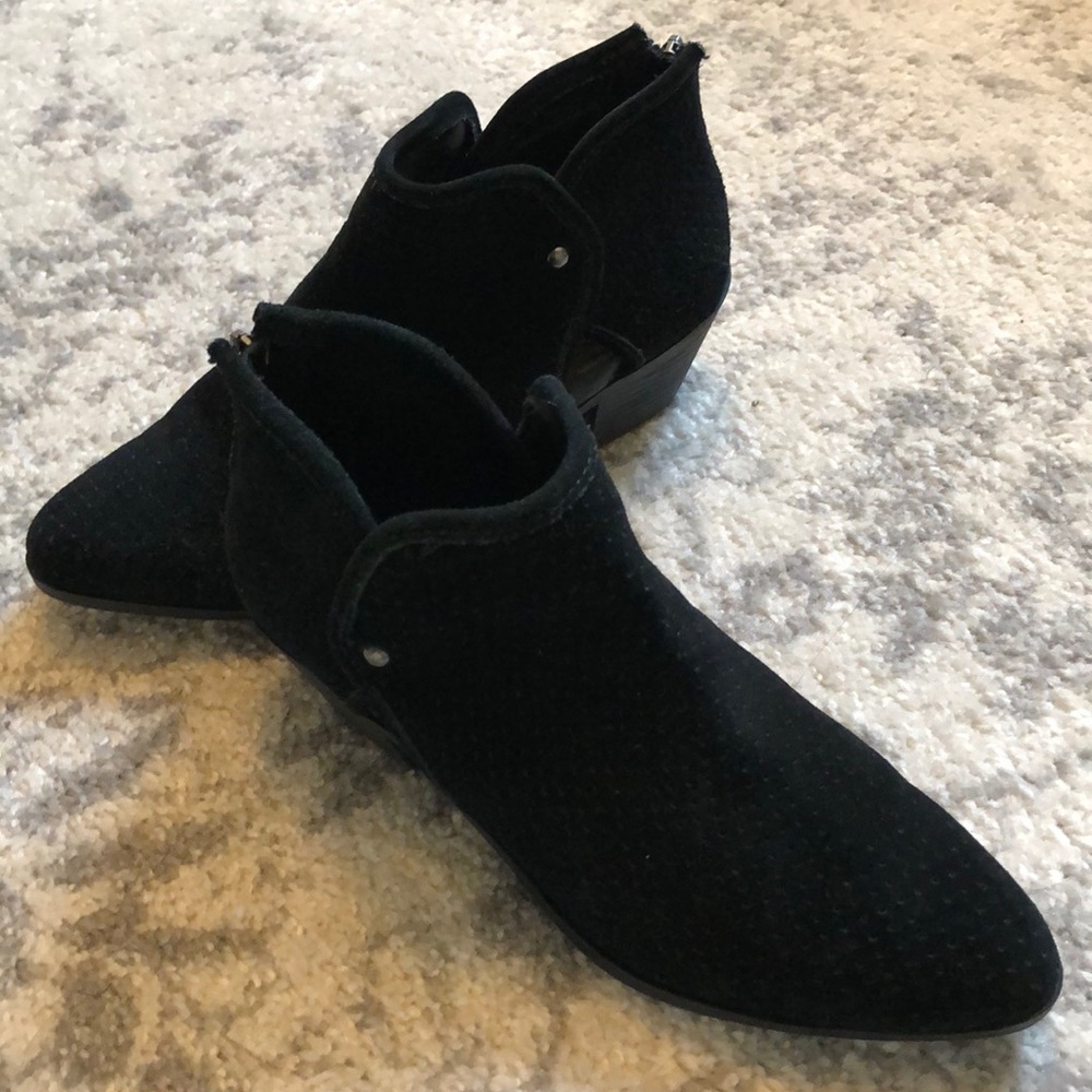 Black suede ankle bootie